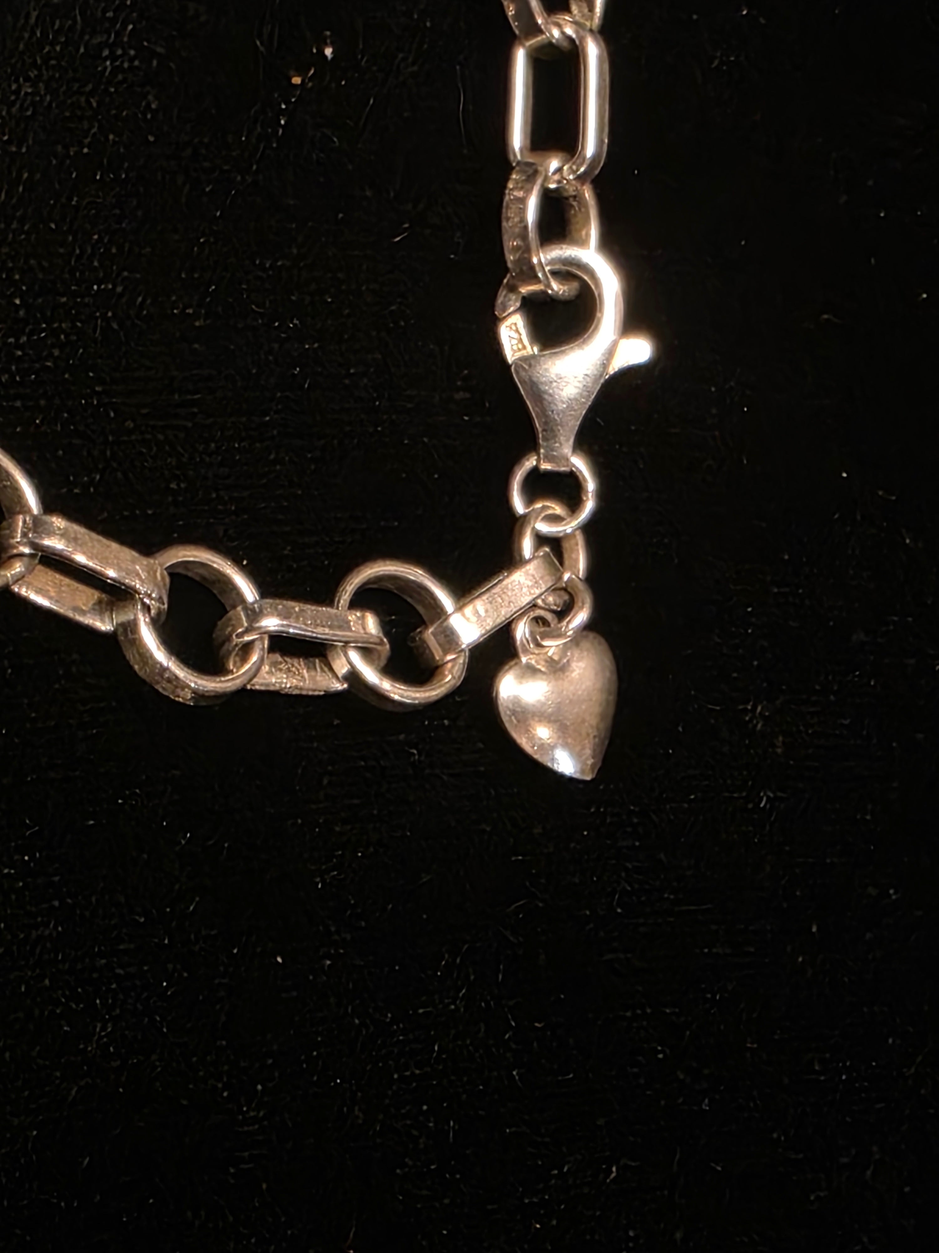 Sterling Silver Rolo and Paper Clip Link Bracelet 6.5 In