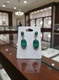 Malachite And Jadeite Sterling Silver Dangle Earrings