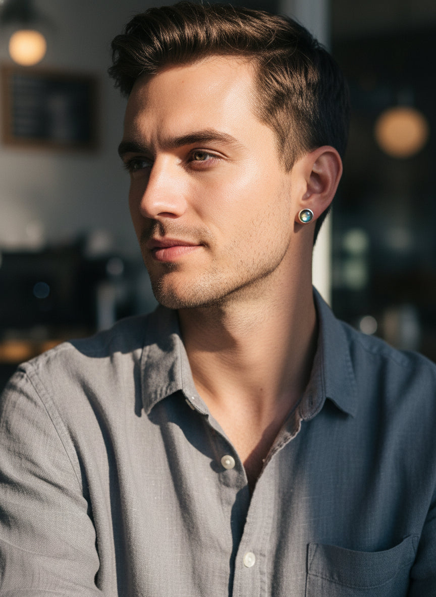 Labradorite Sterling Silver Studs 7mm