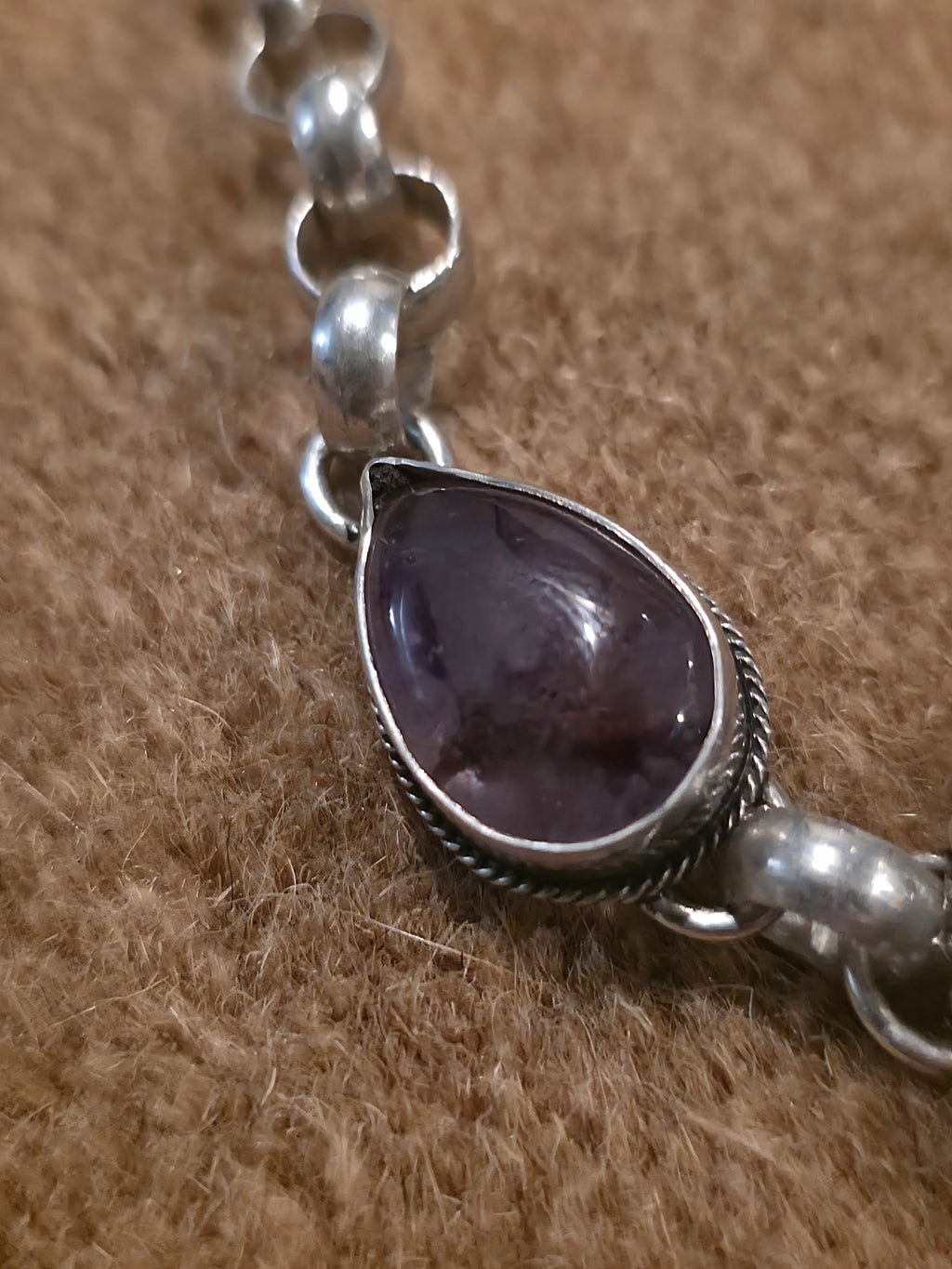 Amethyst Three Stone Sterling Silver Necklace