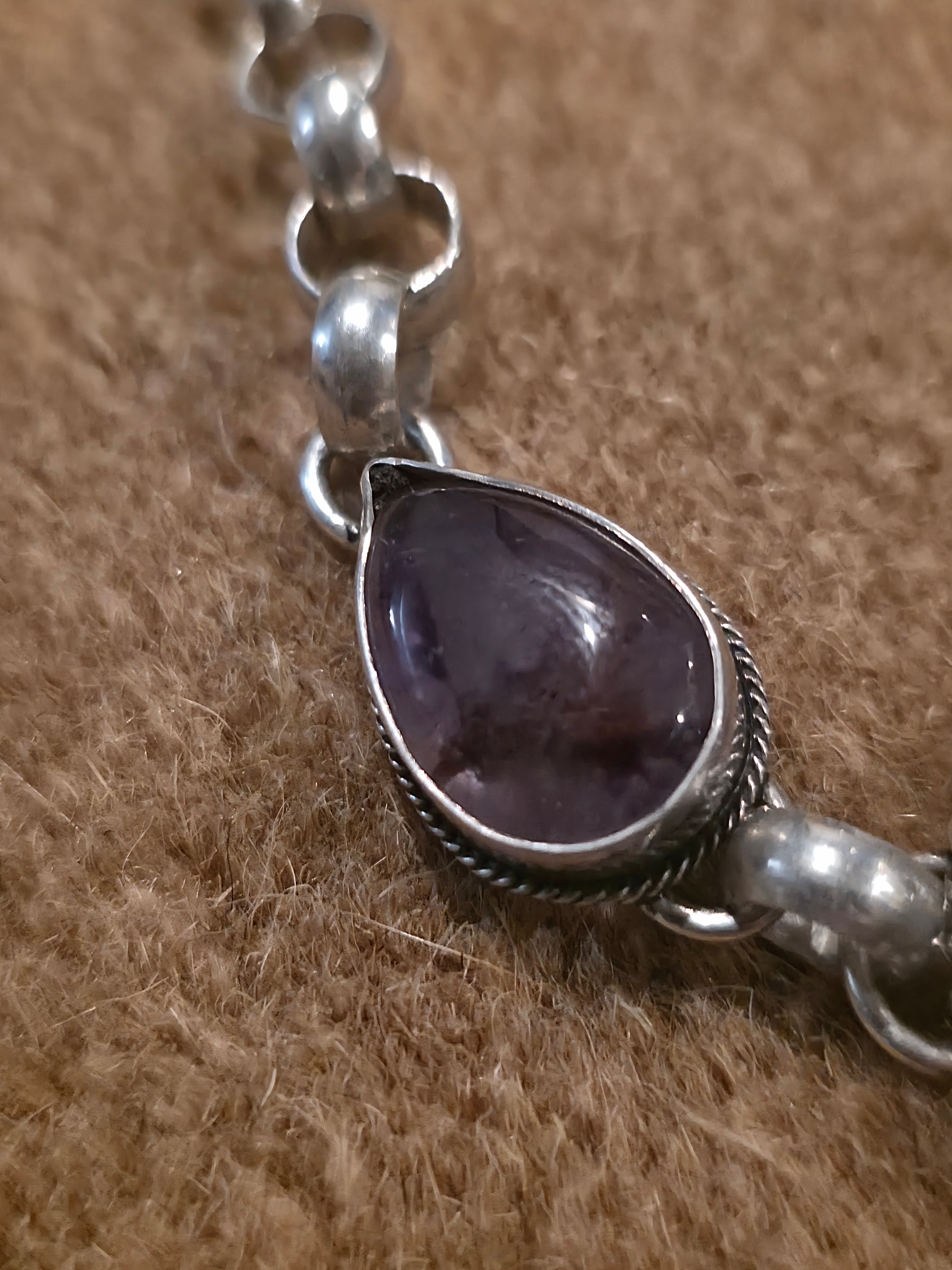 Amethyst Three Stone Sterling Silver Necklace