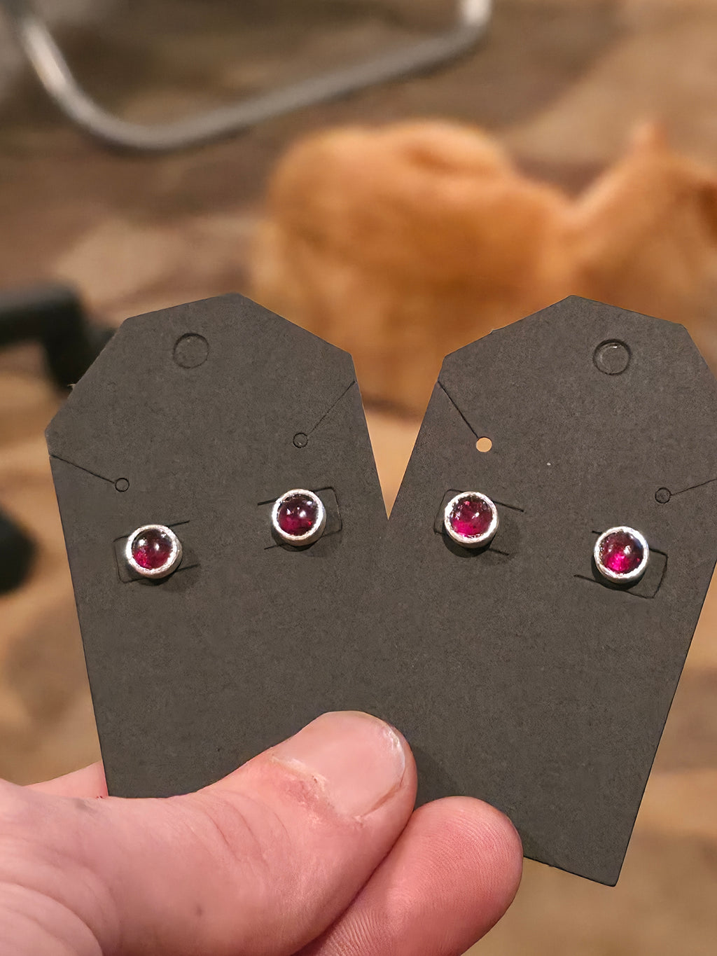 Sterling Silver Ruby Corundum Studs
